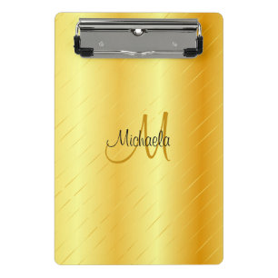 Mini Prancheta Modelo de Monograma Dourado Elegante Personalizado