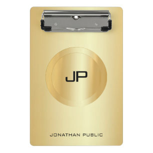 Mini Prancheta Modelo de Monograma Elegante Dourado Faux