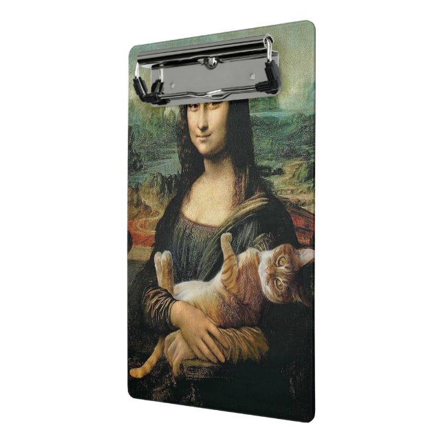 Mini Prancheta Mona Lisa segurando seu gato Leonardo da Vinci (Angulado2)