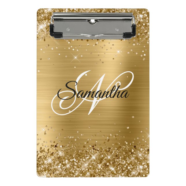 Mini Prancheta Monograma Chique Dourado Brilhante (Frente)