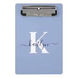 Mini Prancheta Monograma de Letra de Script Azul Moderno