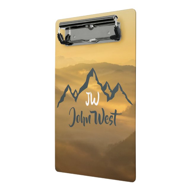 Mini Prancheta monograma de montanhas personalizável do nascer do (Angulado2)