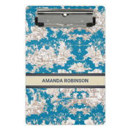 Mini Prancheta Monograma de Torquoise Azul de Jouy