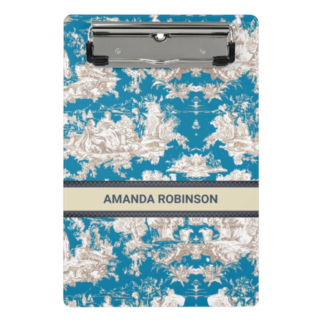 Mini Prancheta Monograma de Torquoise Azul de Jouy (Frente)