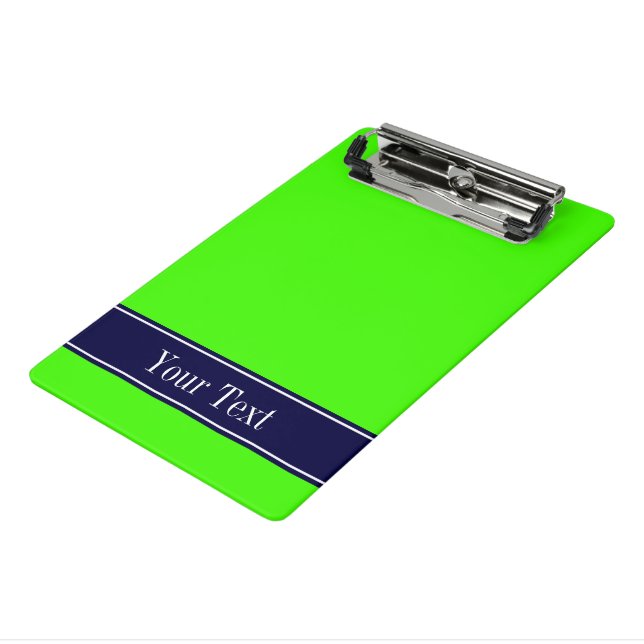 Mini Prancheta Monograma do nome da fita azul Marinho, Verde limã (Inclinado3)