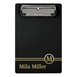Mini Prancheta Monograma Dourado sobre fundo preto