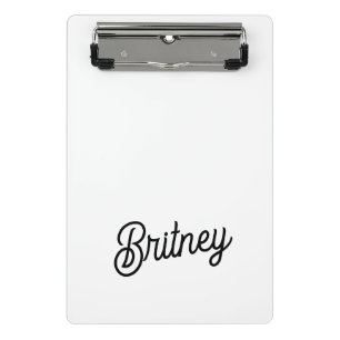 Mini Prancheta Monograma e Nome Personalizados de Branco Preto Mo