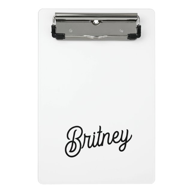 Mini Prancheta Monograma e Nome Personalizados de Branco Preto Mo (Frente)