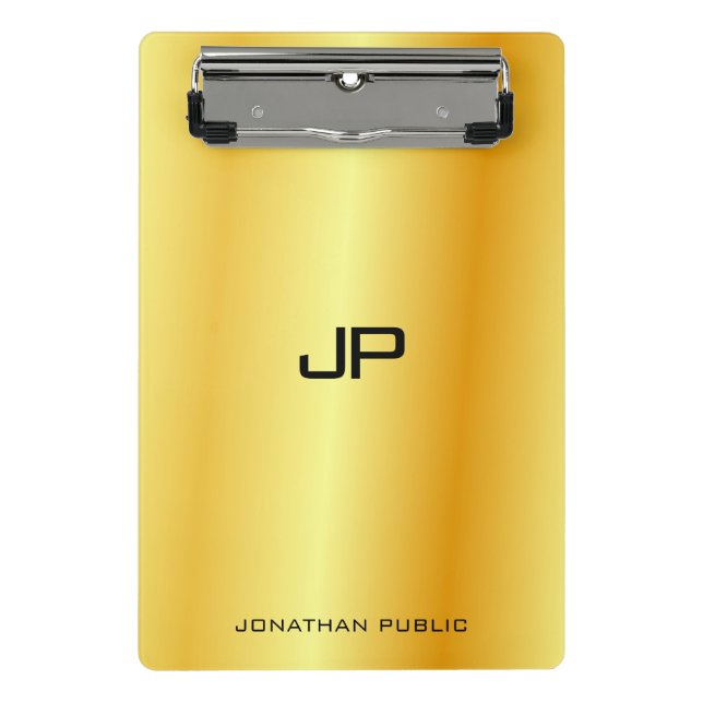 Mini Prancheta Monograma Elegante de aparência Dourada, Modelo mo (Frente)