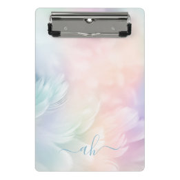 Mini Prancheta Monograma Elegante de Menina em Arco-Íris Pastel c