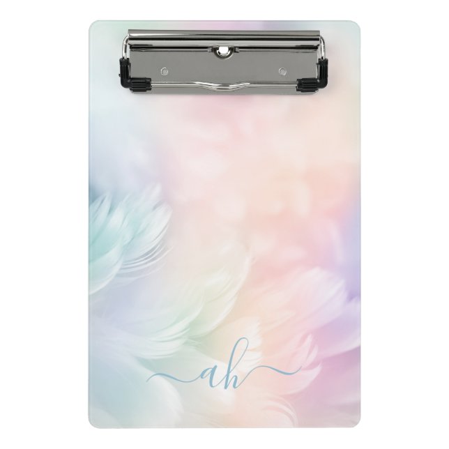 Mini Prancheta Monograma Elegante de Menina em Arco-Íris Pastel c (Frente)