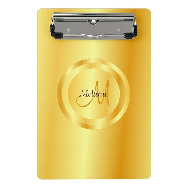 Mini Prancheta Monograma Elegante, Dourado Modelo (Frente)