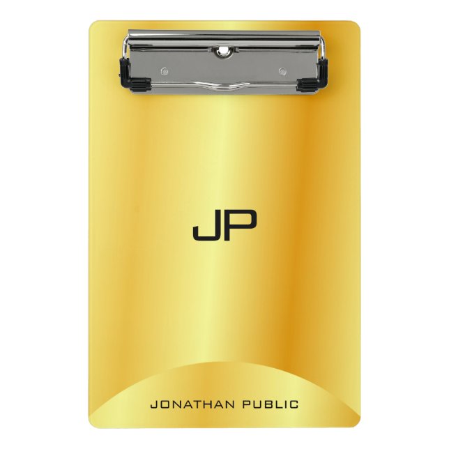 Mini Prancheta Monograma Elegante Dourado Personalizado, Modelo M (Frente)