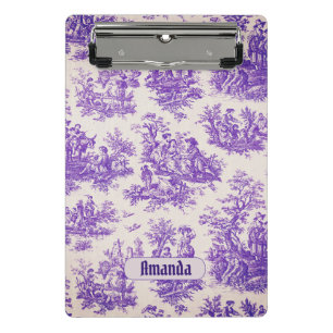 Mini Prancheta Monograma floral roxo de jouy