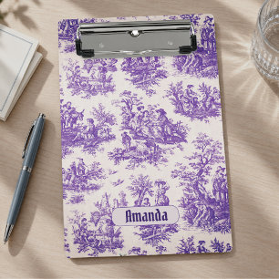 Mini Prancheta Monograma Floral Toile Francês Roxo Vintage