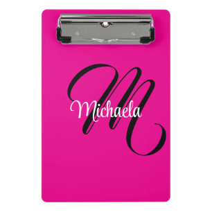 Mini Prancheta Monograma inicial minimalista moderno nome rosa qu