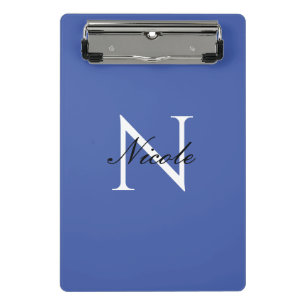 Mini Prancheta Monograma Inicial Nome Próprio Manuscrito Azul