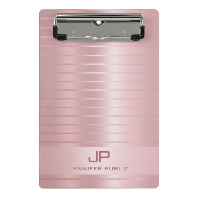 Mini Prancheta Monograma Modelo de Rosa Dourado sofisticado moder (Frente)