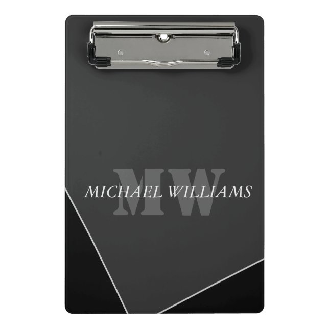 Mini Prancheta Monograma Negro de Cinzas Artísticas Modernas (Frente)