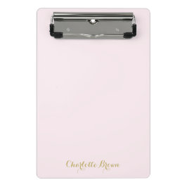 Mini Prancheta Monograma Rosa Bege Dourado Minimalista Moderno