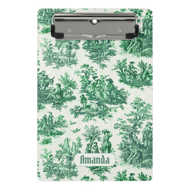 Mini Prancheta Monograma verde-floral de galhardetes (Frente)