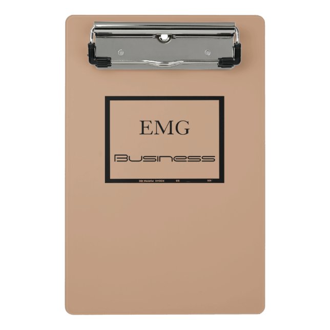 Mini Prancheta Na moda preto e rosa monograma personalizado (Frente)