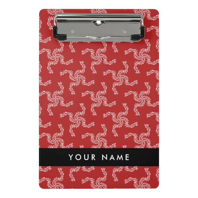 Mini Prancheta Natal Garland, Red, Seu nome, Personalize (Frente)