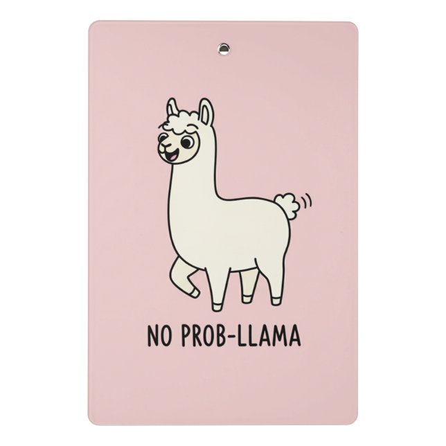 Mini Prancheta "No Prob-Llama" Cute Llama Doodle - Chill Vibe (Verso)
