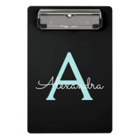 Nome Monograma Feminino Escrito em Azul Água Teal