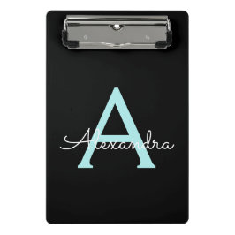 Mini Prancheta Nome Monograma Feminino Escrito em Azul Água Teal