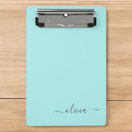 Mini Prancheta Nome Monograma Feminino Moderno em Roteiro de Teal