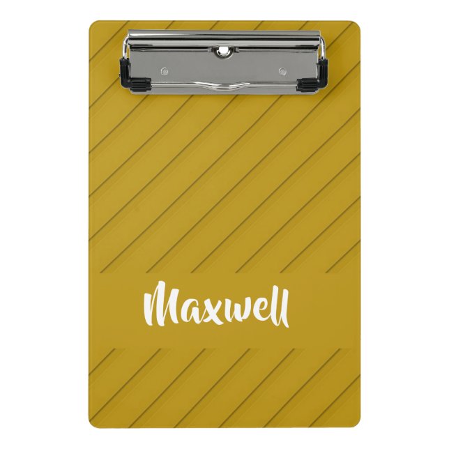 Mini Prancheta Nome personalizado de plástico diagonal castanho t (Frente)