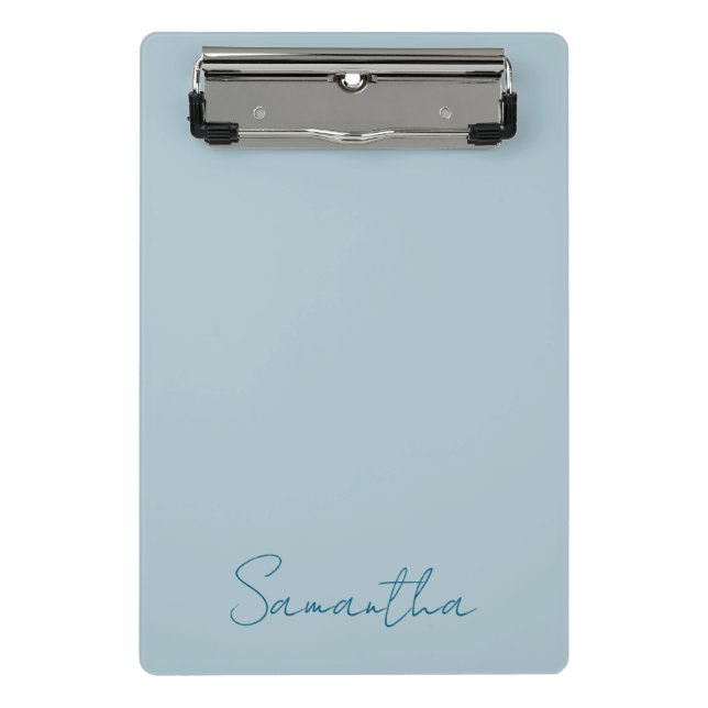 Mini Prancheta Nome Personalizado Elegante Pastel Azul (Frente)