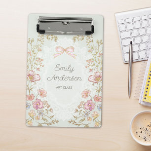 Mini Prancheta Nome Personalizado Estética Floral Vintage Bonito