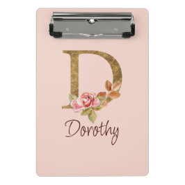 Mini Prancheta Nome Personalizado Folha de Ouro Rosa Cor-de-Rosa 