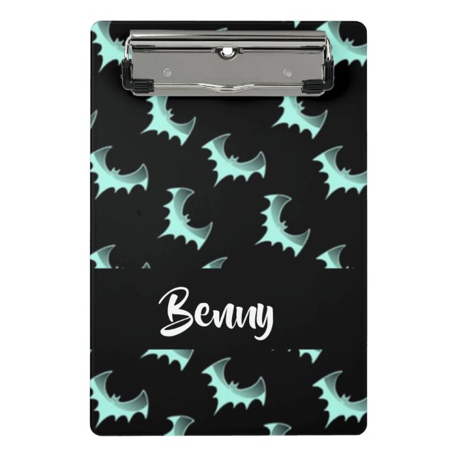 Mini Prancheta Nome personalizado morcegos azuis (Frente)