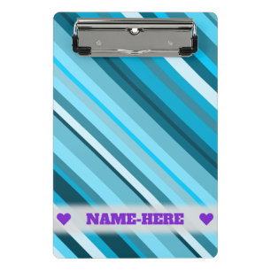 Mini Prancheta Nome Personalizado; Stripes Azul/Teal/Aqua Inspira