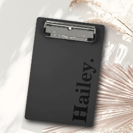 Mini Prancheta Nome preto mínimo Elegante clássico monograma