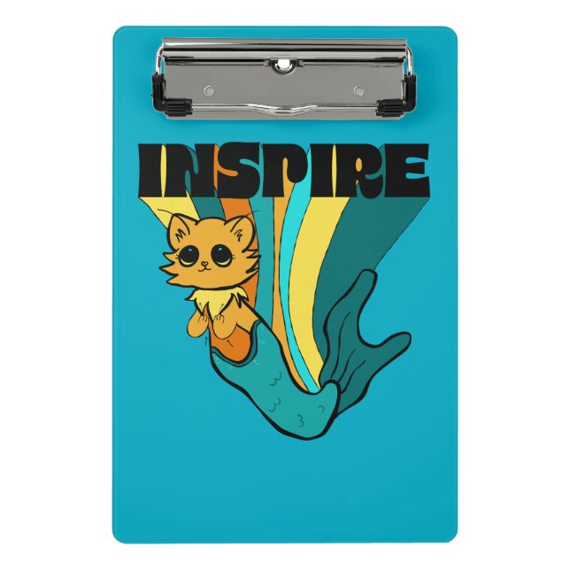 Mini Prancheta Notebook Cat Mermaid ASL Inspire Spiral (Frente)