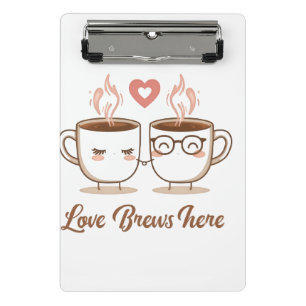 Mini Prancheta O Amor Breve Aqui - Casal Romântico De Café
