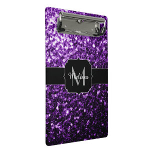 Mini Prancheta O brilho roxo escuro bonito sparkles monograma
