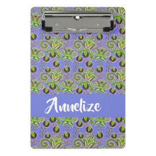 Mini Prancheta O nome personalizado paisley deixa azul