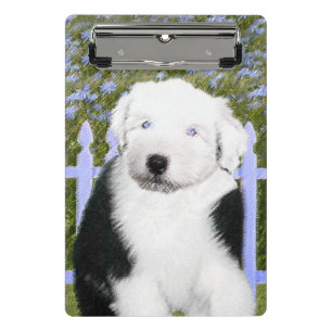 Mini Prancheta Old English Sheepdog Puppy Painting - Dog Art