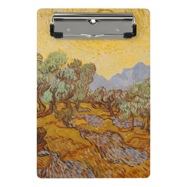 Mini Prancheta Oliveiras de Van Gogh Sol Amarelo Céu (Frente)