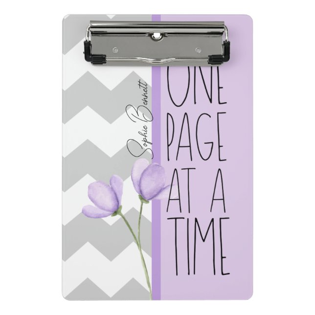 Mini Prancheta One Page at a Time – Motivational Lavender Floral (Frente)