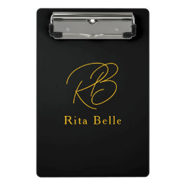 Mini Prancheta Ouro Negro Nome Personalizado Elegante