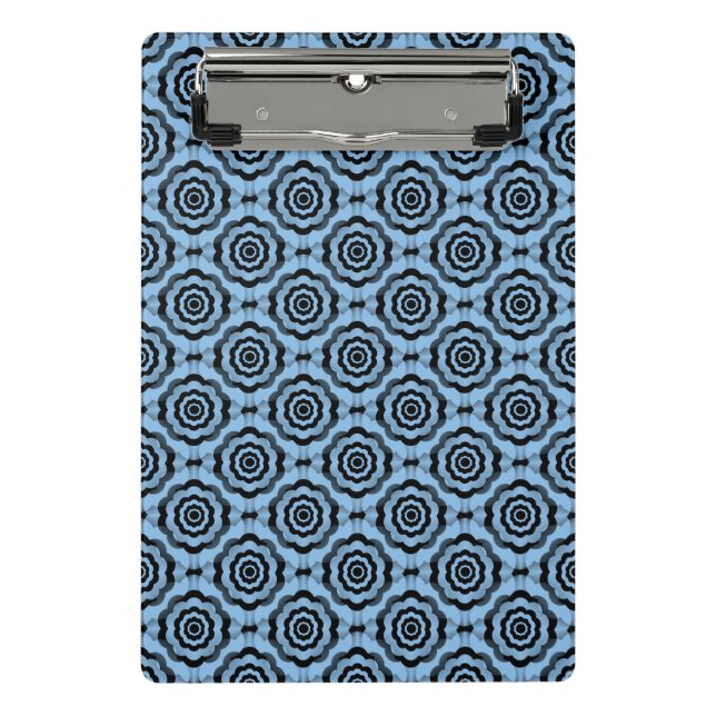 Mini Prancheta Padrão contínuo de flor preto azul (Frente)