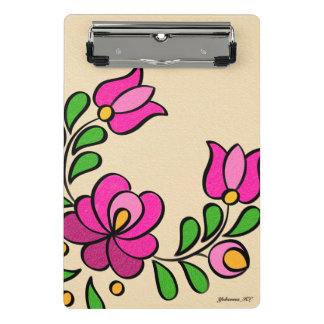 Mini Prancheta Padrão de bordado húngaro, "Matyó" - rosa