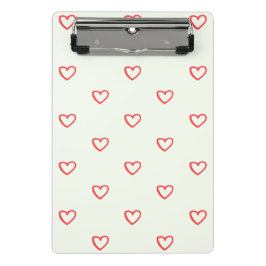 Mini Prancheta Padrão de Coração Vermelho, Fofo, Amor