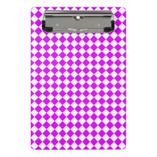 Mini Prancheta Padrão de Diamante do Verificador Branco Roxo